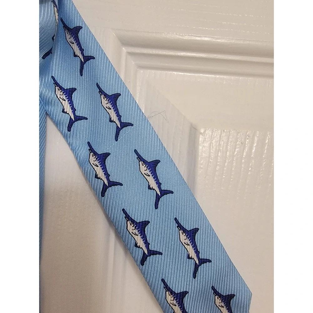 Southern Proper Marlin Blue Silk D Ring Ribbon Belt